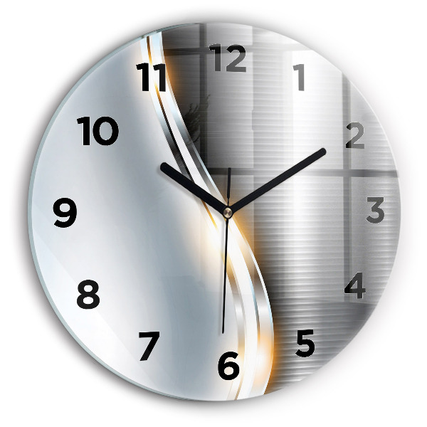 Round glass clock Metal Abstraction