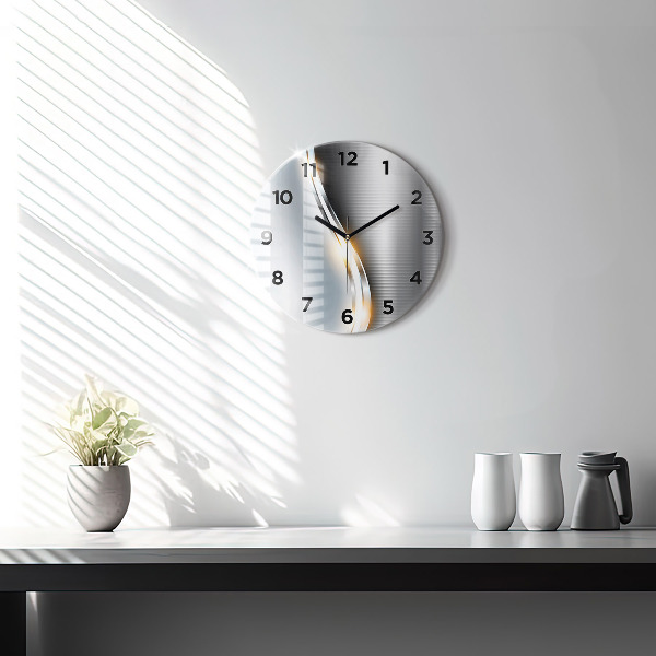 Round glass clock Metal Abstraction