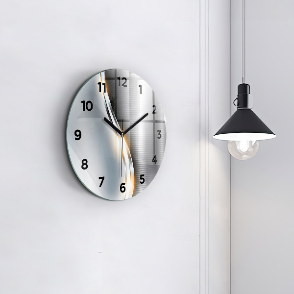 Round glass clock Metal Abstraction