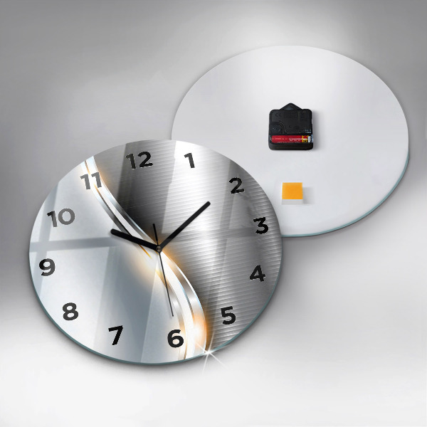 Round glass clock Metal Abstraction