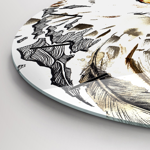 Round glass clock Owl symbol of wisdom