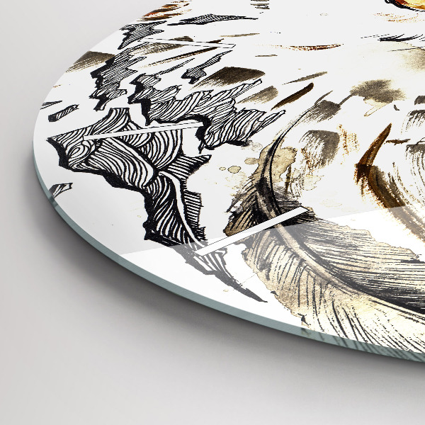 Round glass clock Owl symbol of wisdom