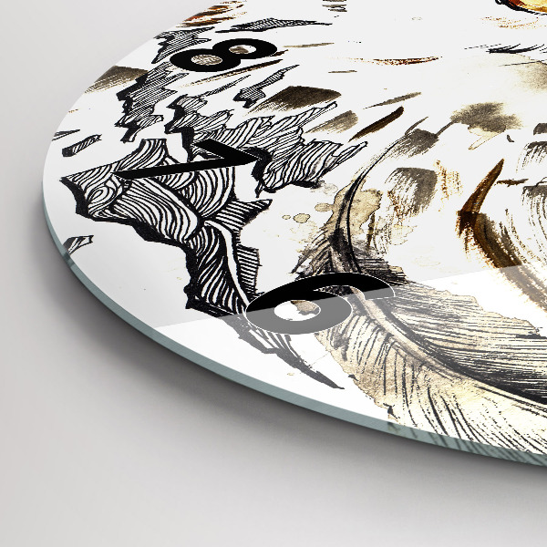 Round glass clock Owl symbol of wisdom