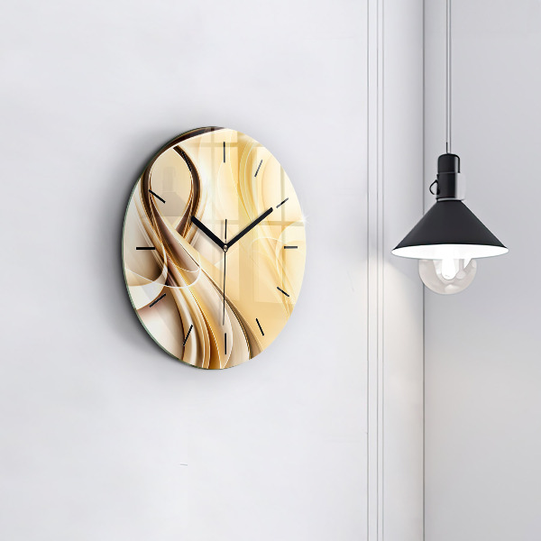 Round glass clock Abstraction waves