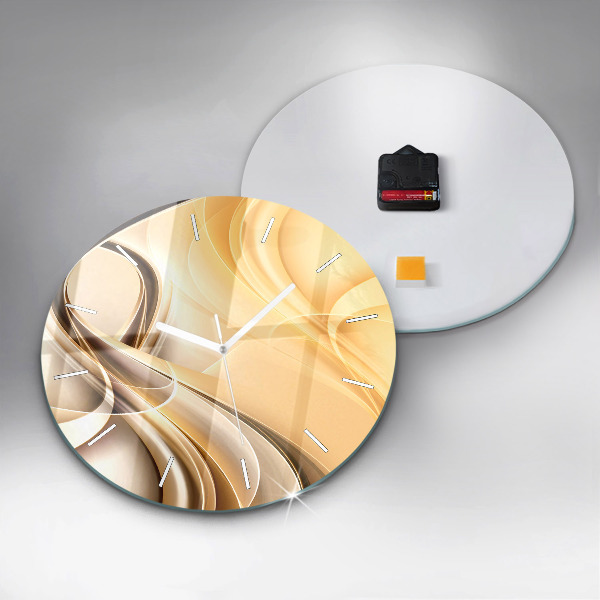Round glass clock Abstraction waves