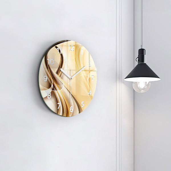Round glass clock Abstraction waves