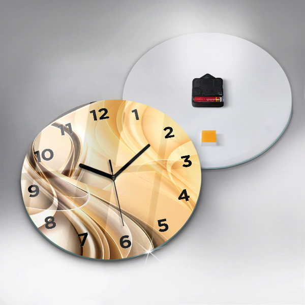 Round glass clock Abstraction waves