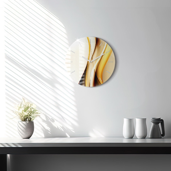 Round glass clock Abstract wave