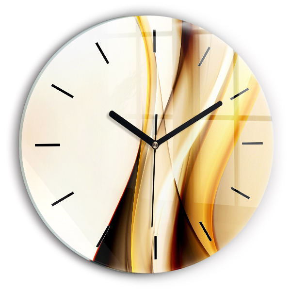 Round glass clock Abstract wave
