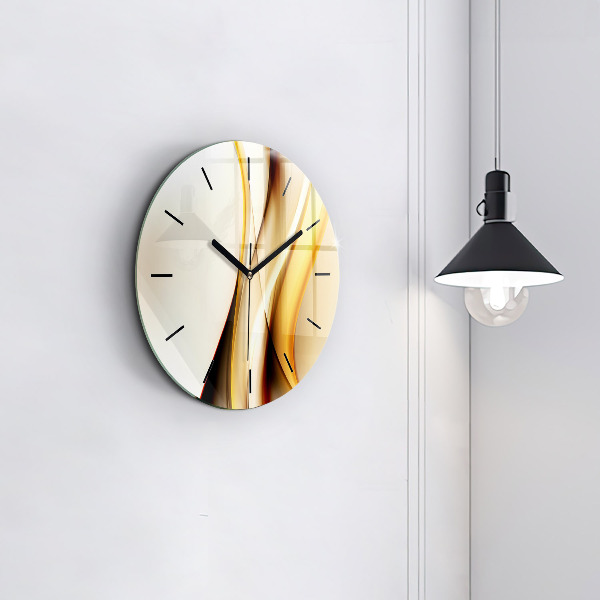 Round glass clock Abstract wave