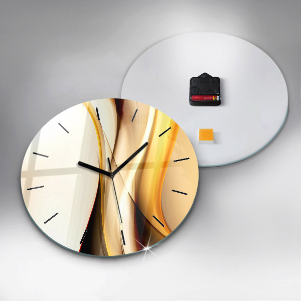 Round glass clock Abstract wave