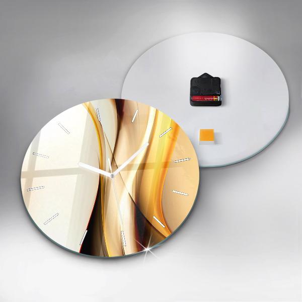 Round glass clock Abstract wave