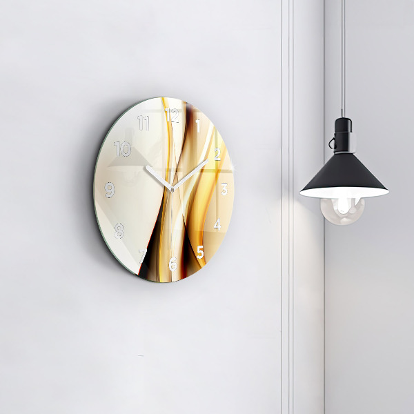 Round glass clock Abstract wave