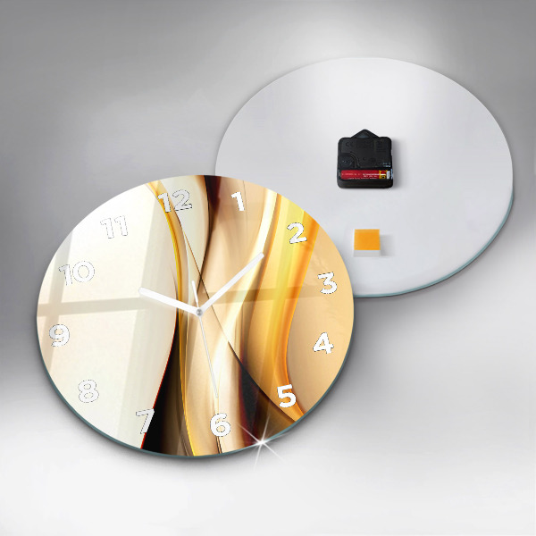 Round glass clock Abstract wave