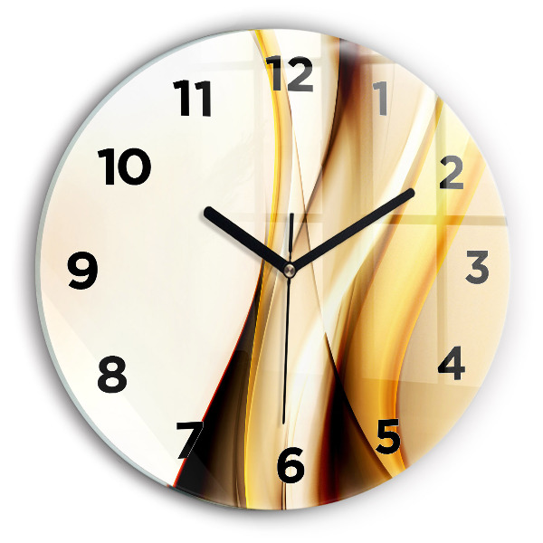 Round glass clock Abstract wave