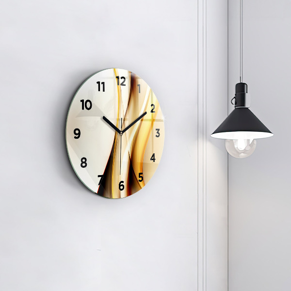 Round glass clock Abstract wave