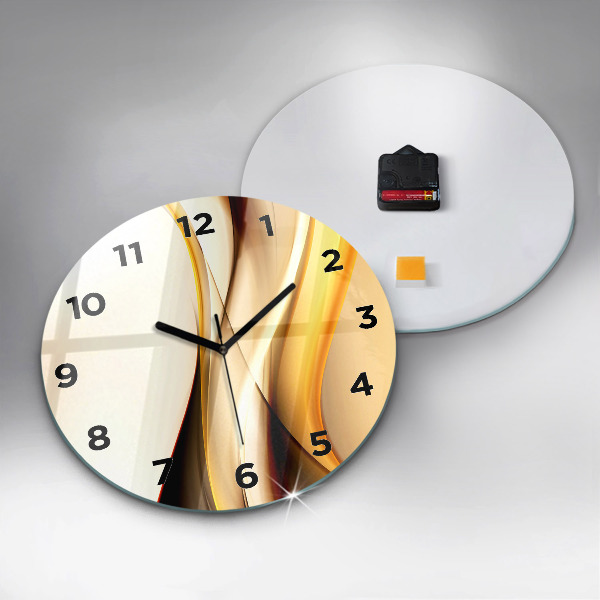 Round glass clock Abstract wave