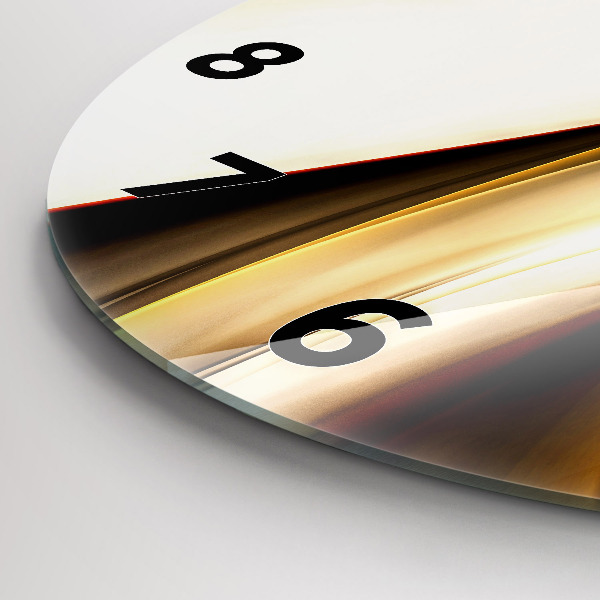 Round glass clock Abstract wave