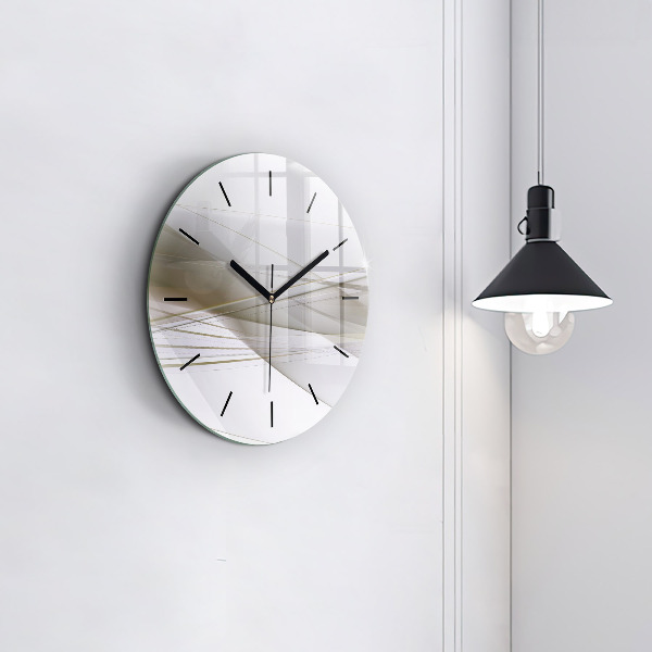 Round glass clock Bright abstraction