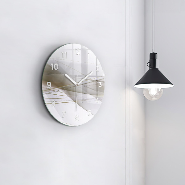 Round glass clock Bright abstraction