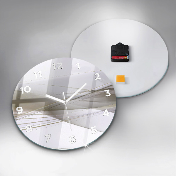 Round glass clock Bright abstraction
