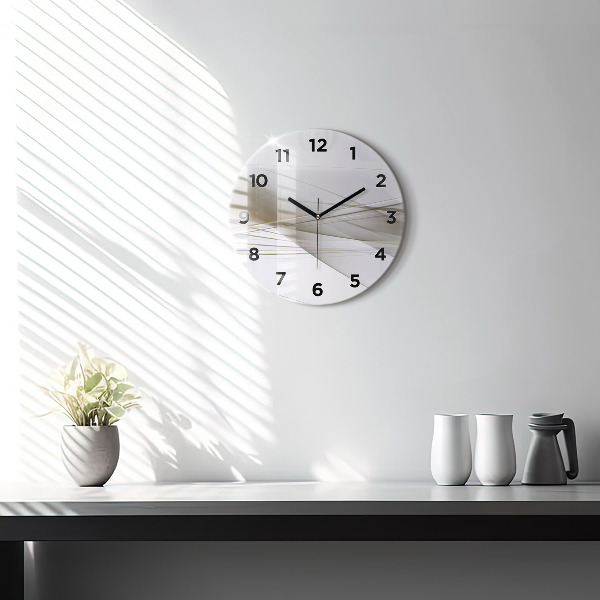 Round glass clock Bright abstraction