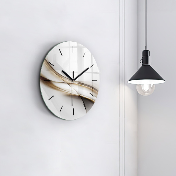 Round glass clock Abstract lines