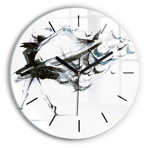 Round glass clock Woman dancing ballet