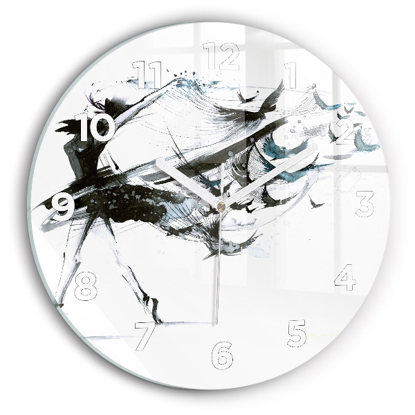 Round glass clock Woman dancing ballet