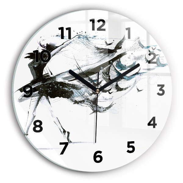 Round glass clock Woman dancing ballet