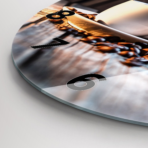 Round glass clock A cup of coffee