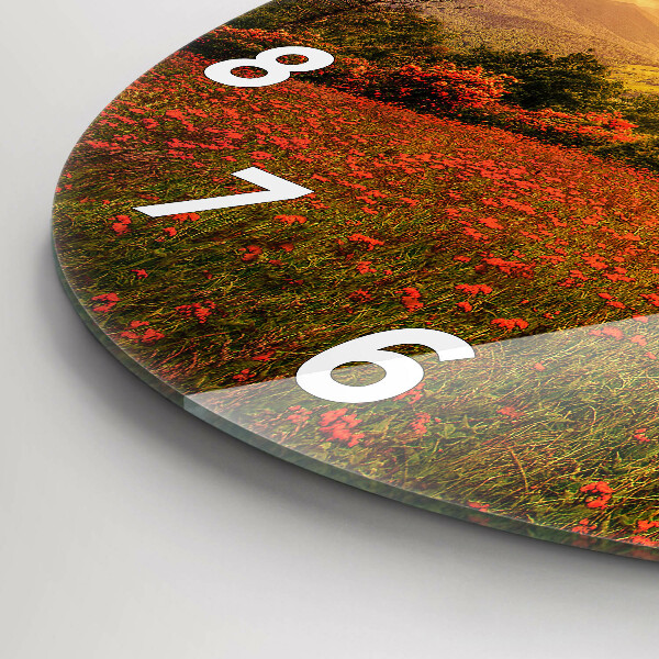 Round glass clock Love Heart Tree