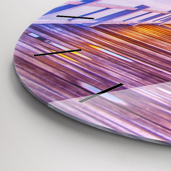 Round glass clock The bridge in the port in the evening