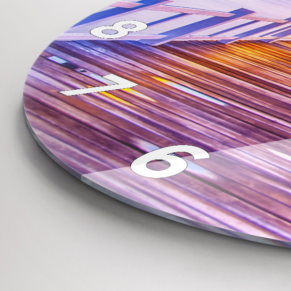 Round glass clock The bridge in the port in the evening