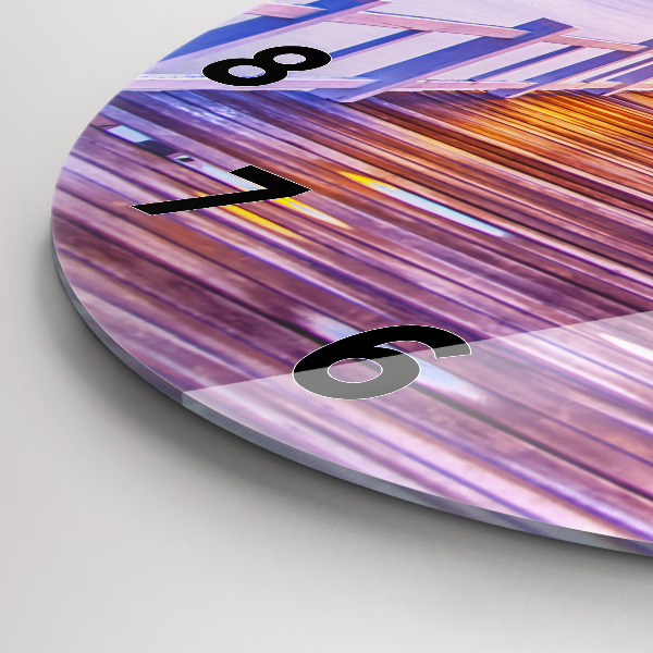 Round glass clock The bridge in the port in the evening