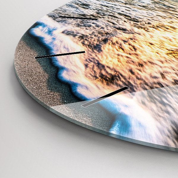 Round glass clock Beach, sea and sand