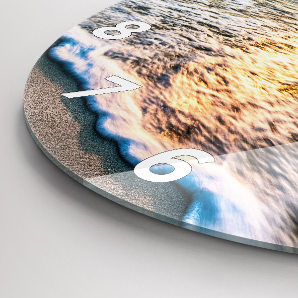 Round glass clock Beach, sea and sand