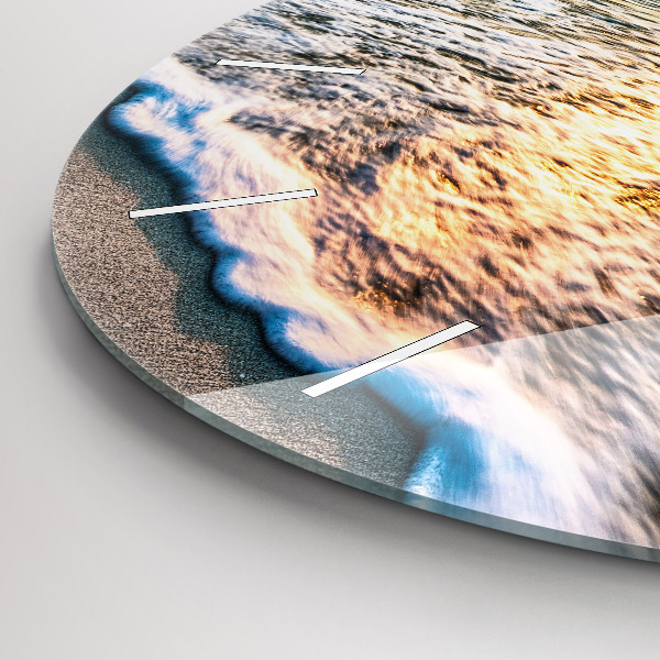 Round glass clock Beach, sea and sand