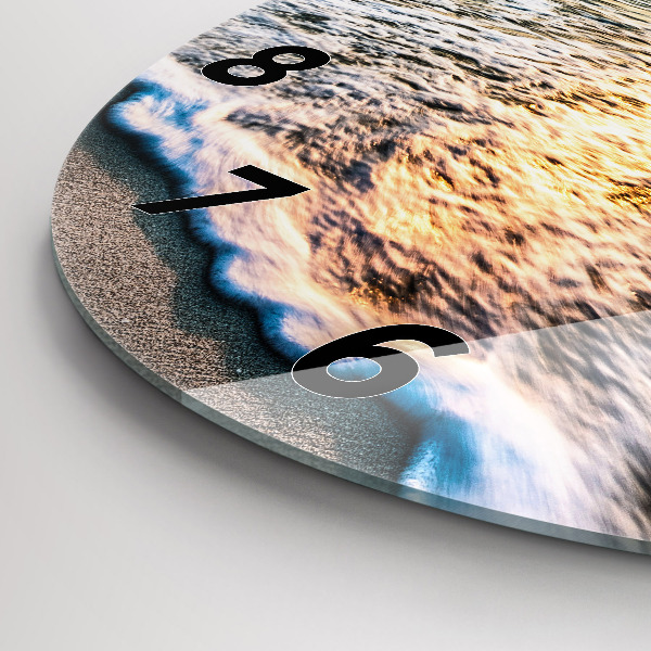 Round glass clock Beach, sea and sand