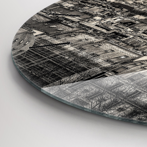 Round glass clock Panorama of Paris