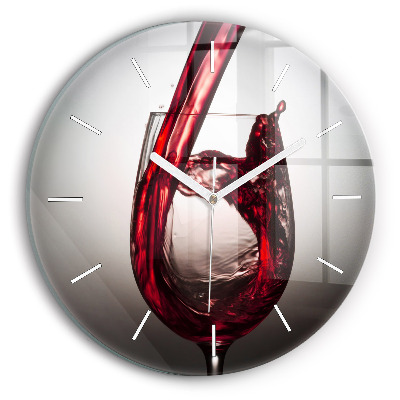 Round glass clock Glass of wine