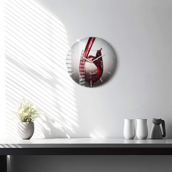Round glass clock Glass of wine
