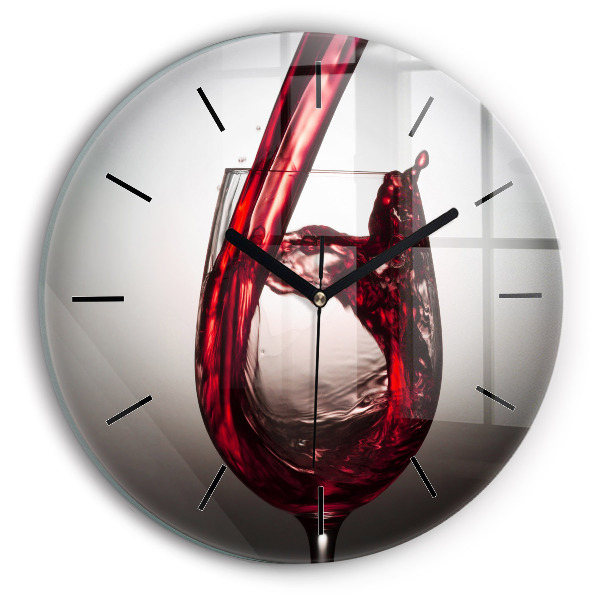 Round glass clock Glass of wine