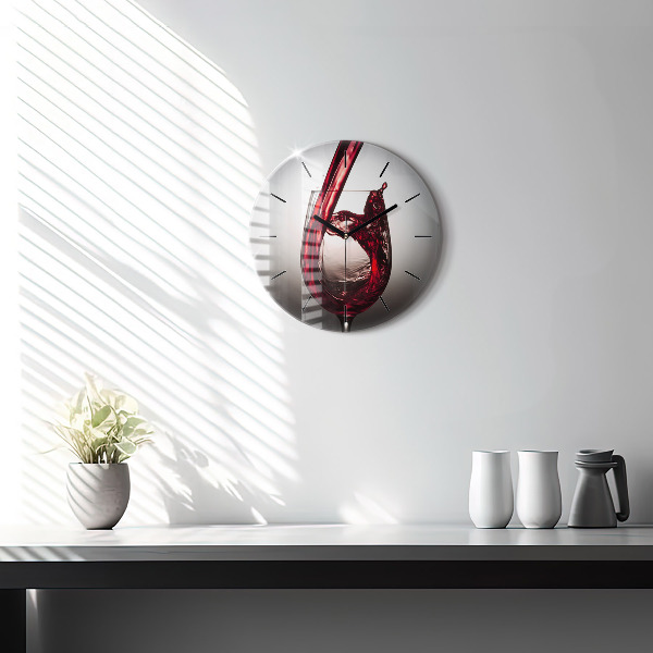 Round glass clock Glass of wine