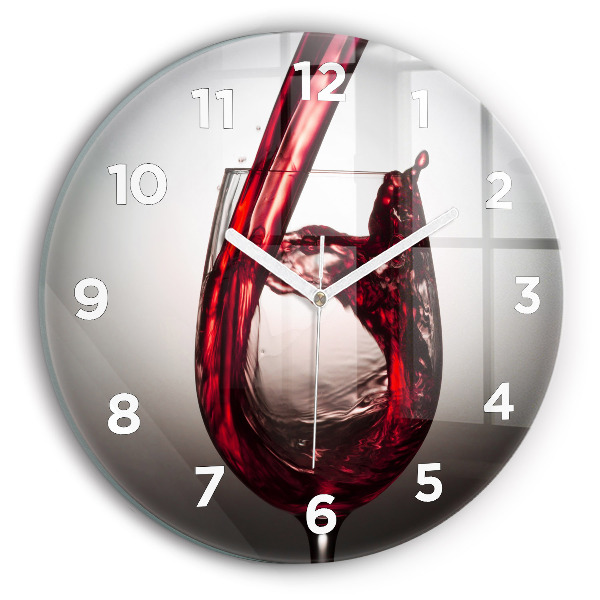 Round glass clock Glass of wine