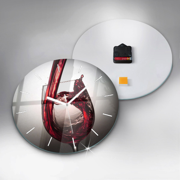 Round glass clock Glass of wine