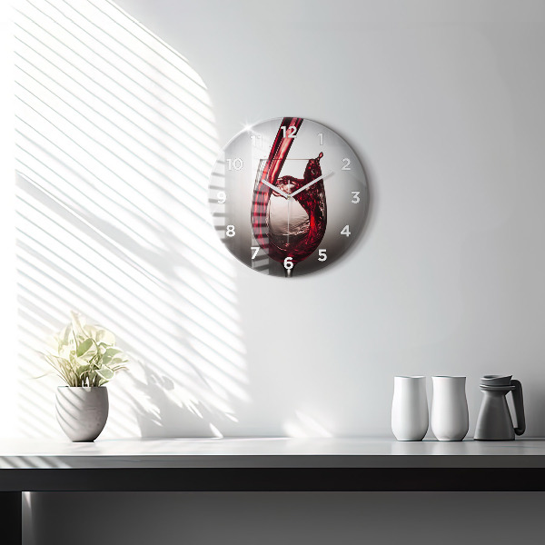 Round glass clock Glass of wine