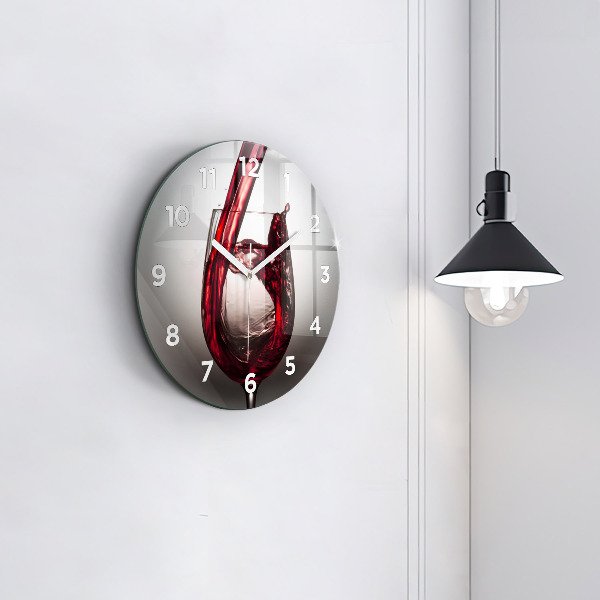 Round glass clock Glass of wine