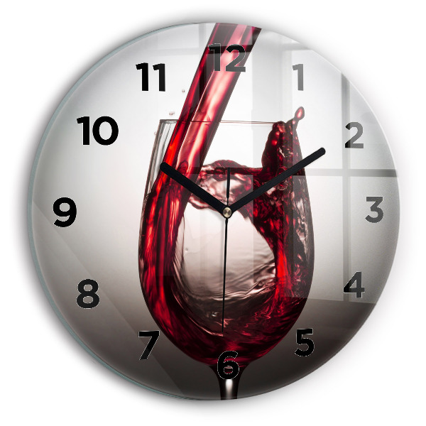 Round glass clock Glass of wine