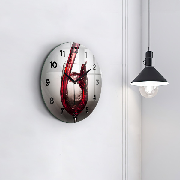 Round glass clock Glass of wine